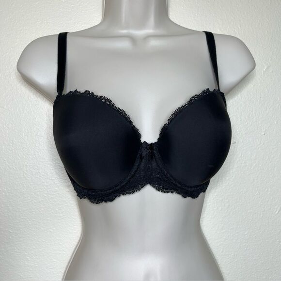 Victorias Secret Dream Angels Black Lined Demi Lace Trim Bra Women 32DD / 32E - Picture 4 of 15